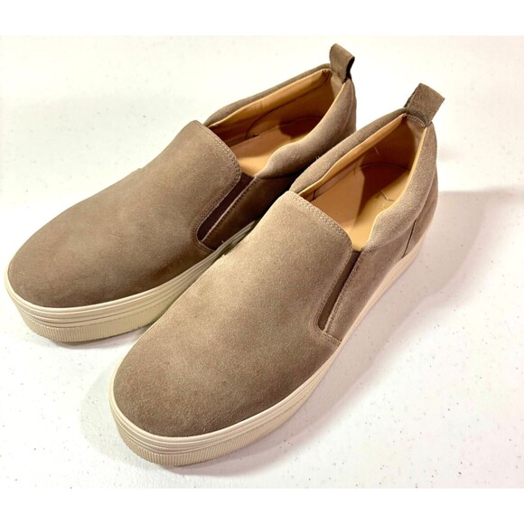 Marc Fisher Platform Slip On Suede Tan Womens Size 9.5 Leather Sneaker Comfort - Picture 1 of 9